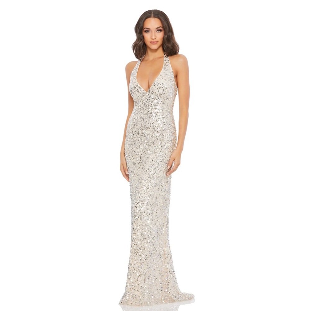 Mac Duggal Halter Neckline Sequin Dress Sz 12 #5312 NWT